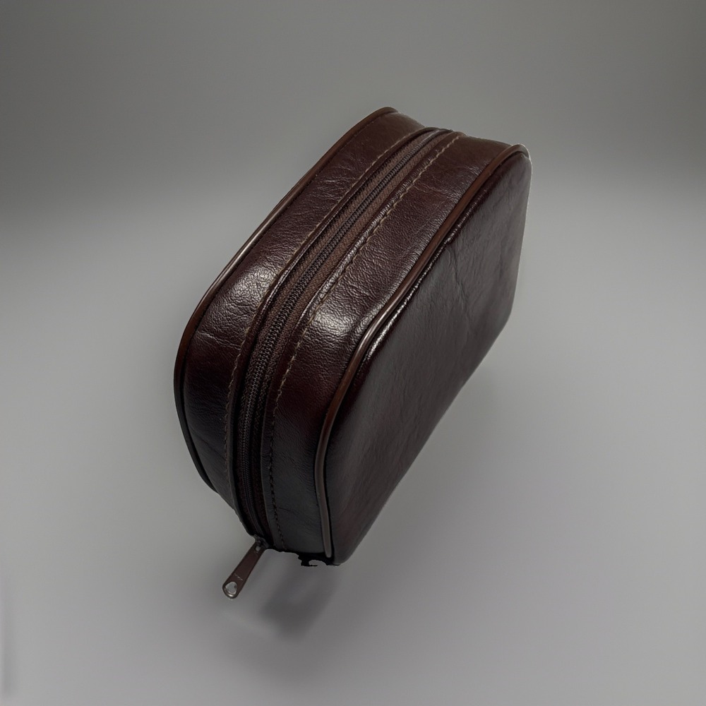 Vintage Remington Razor Brown Faux Soft Leather Zipper Travel Case NOS USA